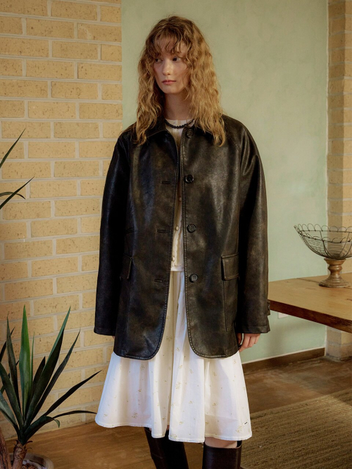Vintage Overfit Faux Leather Jacket MU2611JK102M