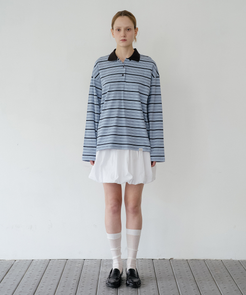 Button ponit collar longsleeve T-shirt [KNSS06TS12]_Blue