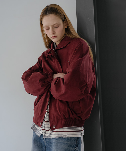 Dusty cotton blouson jumper [KNSS06JP02]_Burgundy
