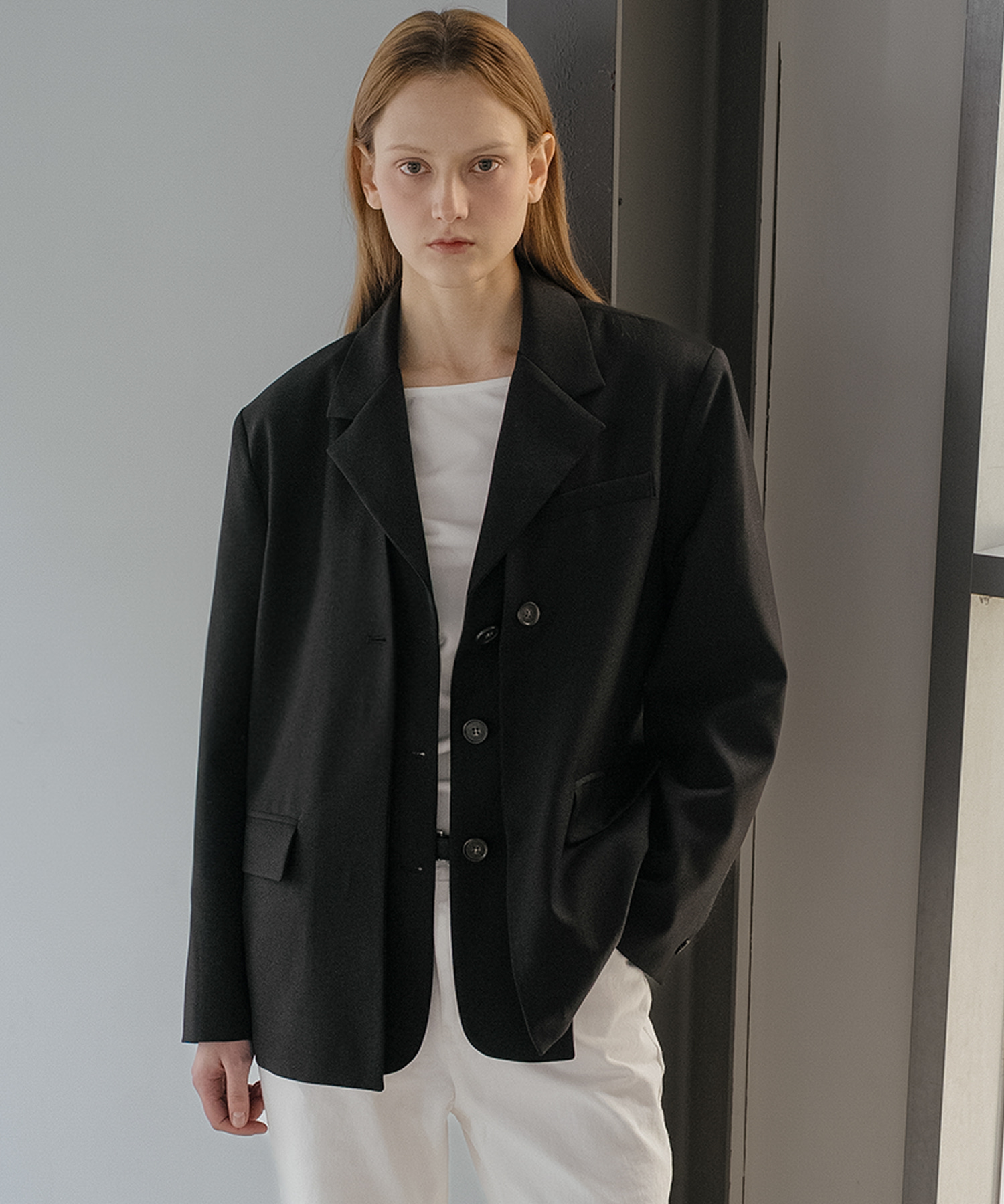Two-way lapel jacket [KNSS05JK06]_Black