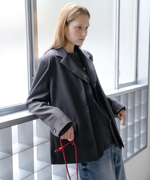 Two-way lapel jacket [KNSS05JK05]_Charcoal
