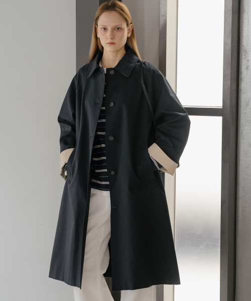 Cotton loose trench coat [KNSS05CT02]_Navy