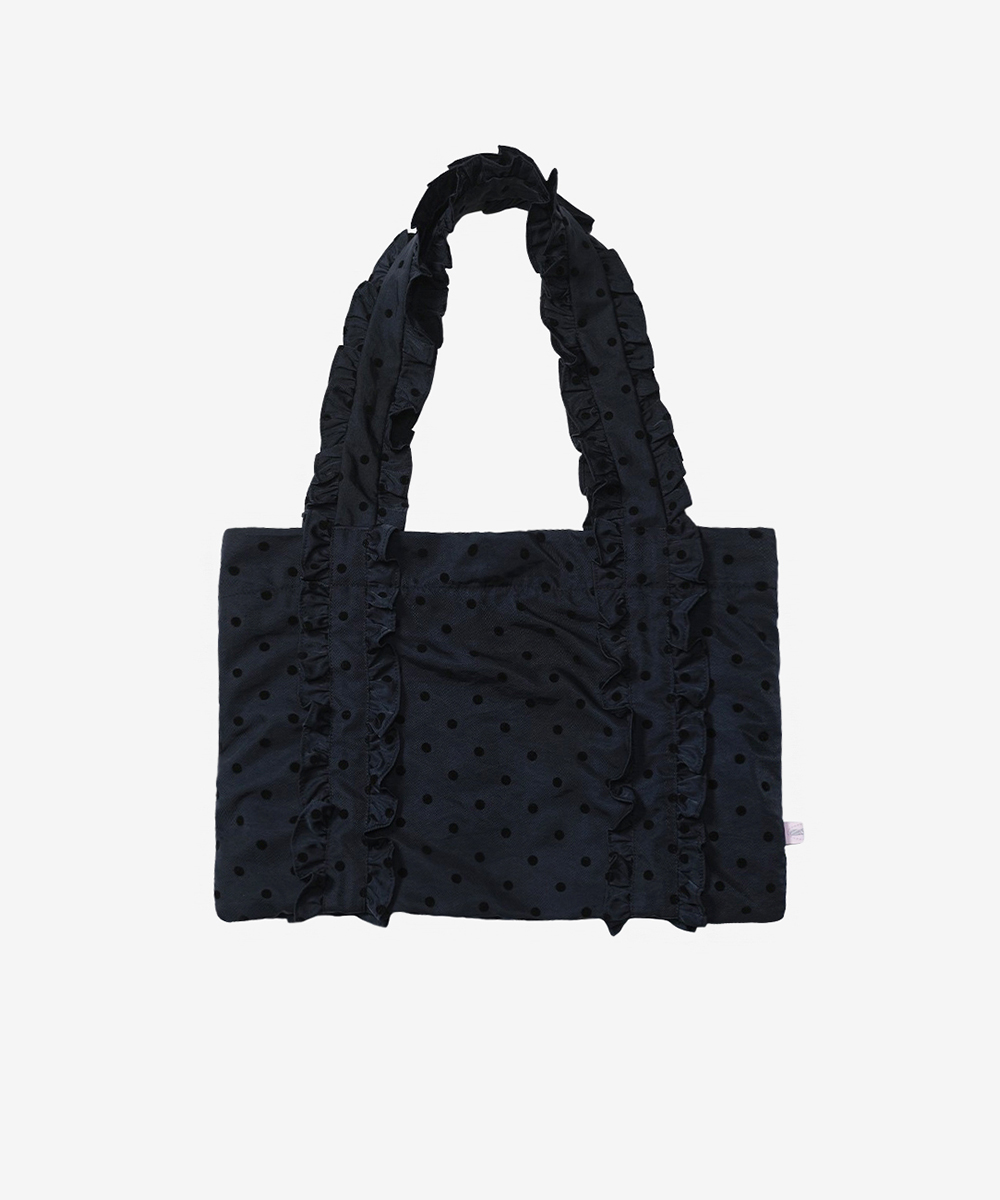 Big frill medium shoulder bag black deep navy