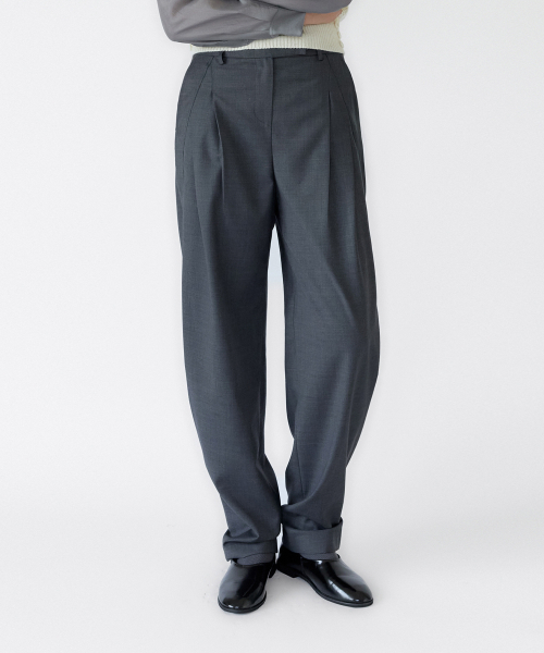 Wool Side Tuck Belted 2-Way Wide Slacks()