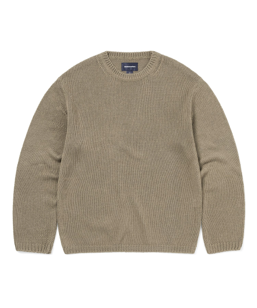 Loose Gauge Knit Crew Light Brown