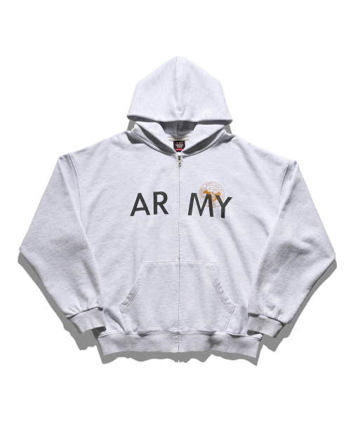 Худи AMI на молнии 1% White Melange Grey
