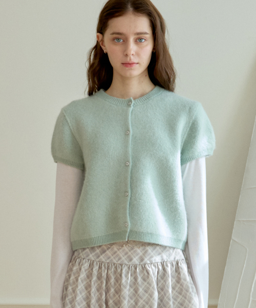 PETIT PUFF KNIT CARDIGAN_MINT