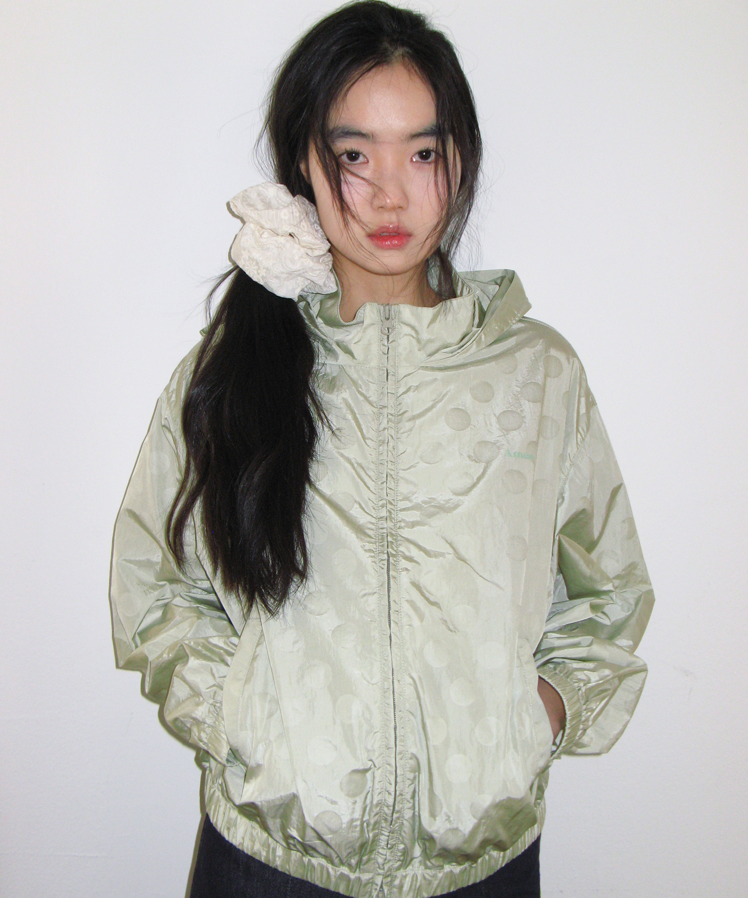 GLOSSY DOT WINDBREAKER GREEN
