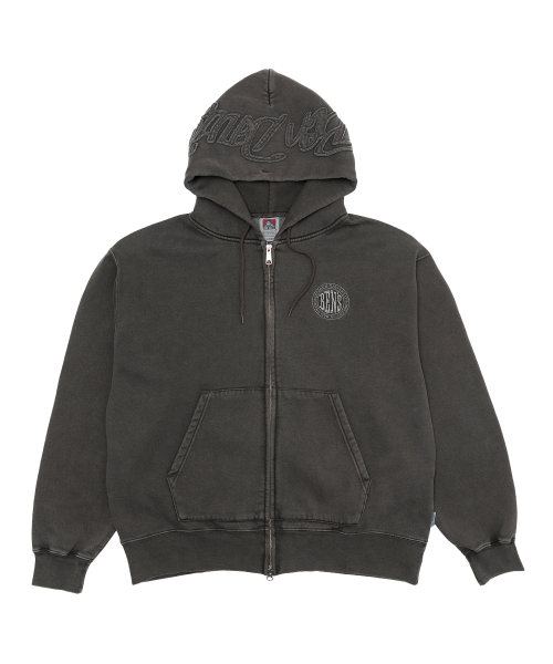 Худи на молнии с логотипом Charcoal Brown