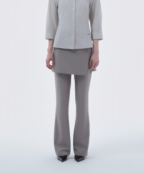 Emma Tailored Wrap Skirt & Pants Set - Ash