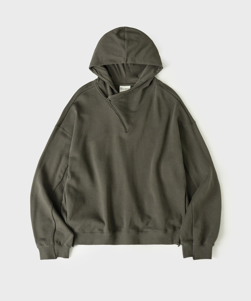 Укороченный худи DIAGONAL на молнии [Mud Charcoal]