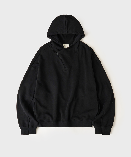 Укороченный худи Diagonal на молнии до середины [Black]
