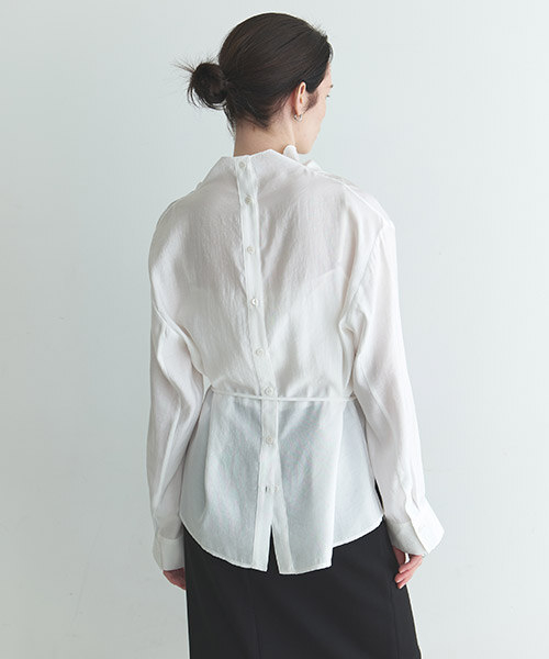 High-Neck Sheer Blouse NEW6MB327