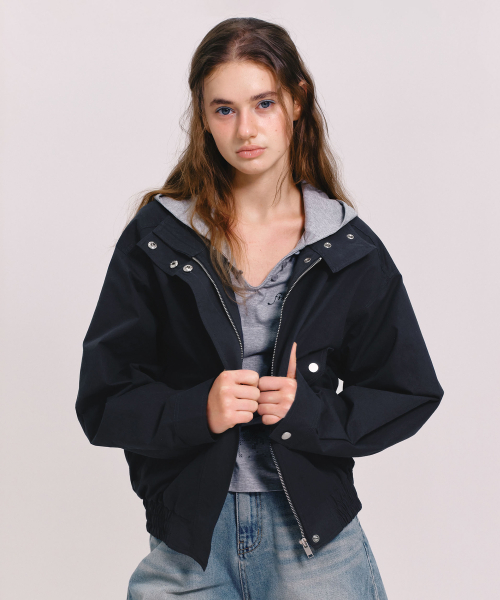 COTTON BOMBER JACKET (CHARCOAL)
