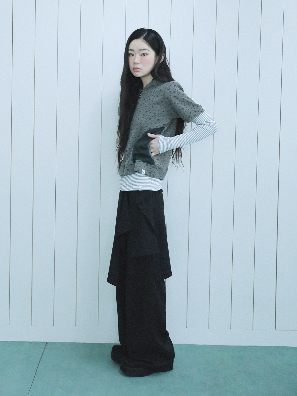 FLARED SKIRT PANTS(BLACK)