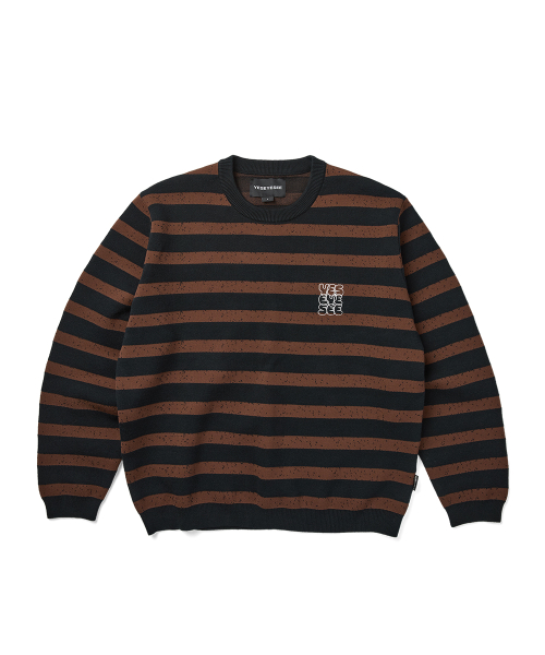 Speckled Stripe Knit Pullover Ink