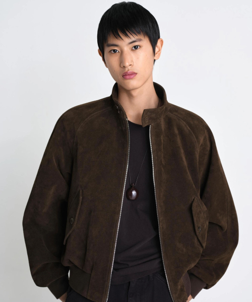 Paz 90’s cow suede blouson saddle brown