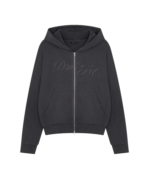 Hotfix Pigment Zip-Up Hoodie Charcoal