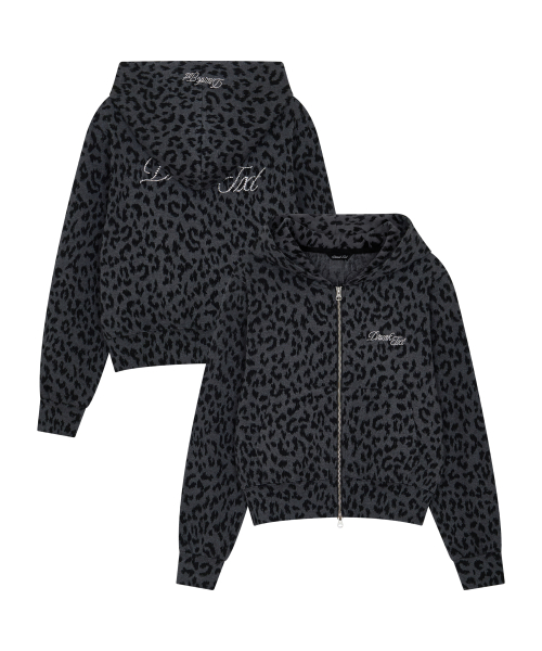 Hotfix Leopard Zip-Up Hoodie чёрный