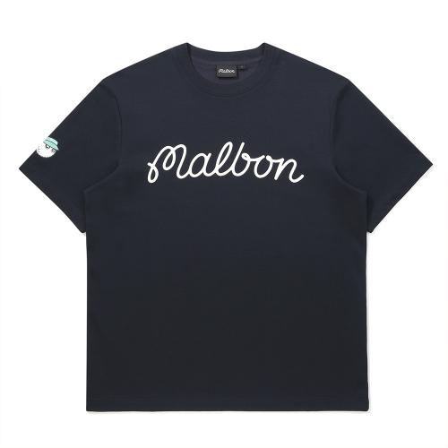 말본 스크립트 유니 라운드 티셔츠 NAVY