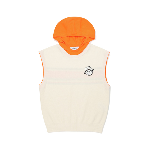 Женский вязаный жилет с капюшоном semi-over CREAM (WOMAN)