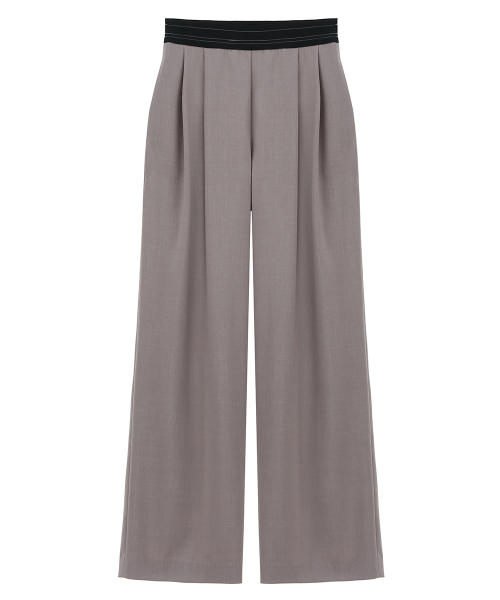 Брюки в полоску с двумя защипами 26SS Sand Beige