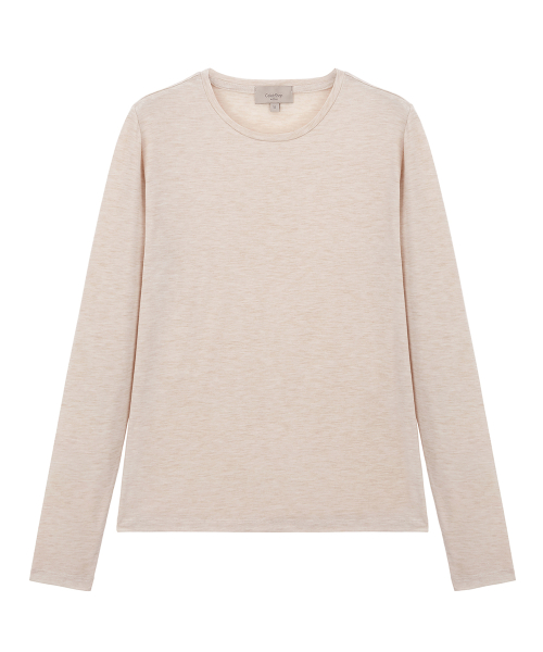Полупрозрачная футболка из модала с круглым вырезом 26SS Melange Beige