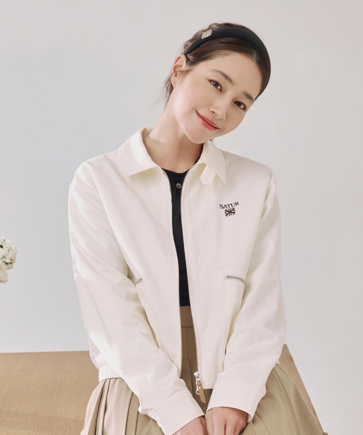 (W) Maron Collar Blouson Jacket Cream