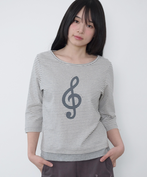 Футболка Melody с вырезом лодочкой 3/4 [stripe grey]
