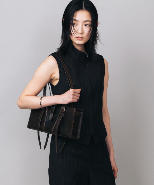 (W) Жилет с высоким горлом - Stripe Black
