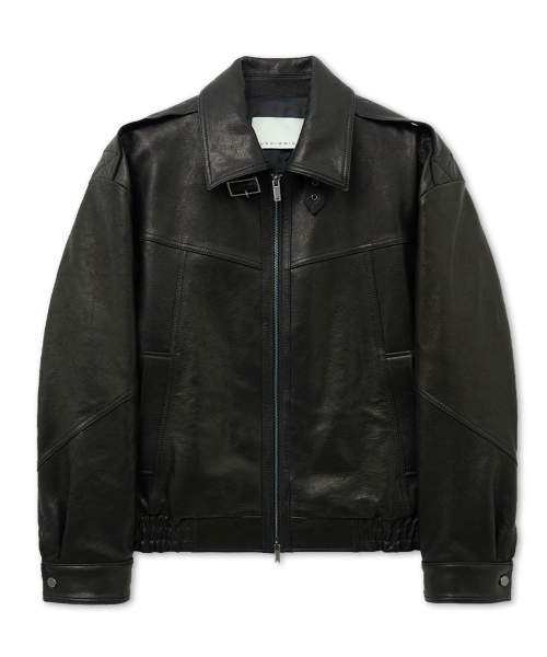 SHRUNKEN NAPPA LEATHER RIDER JACKET (BLACK / LAMBSKIN)