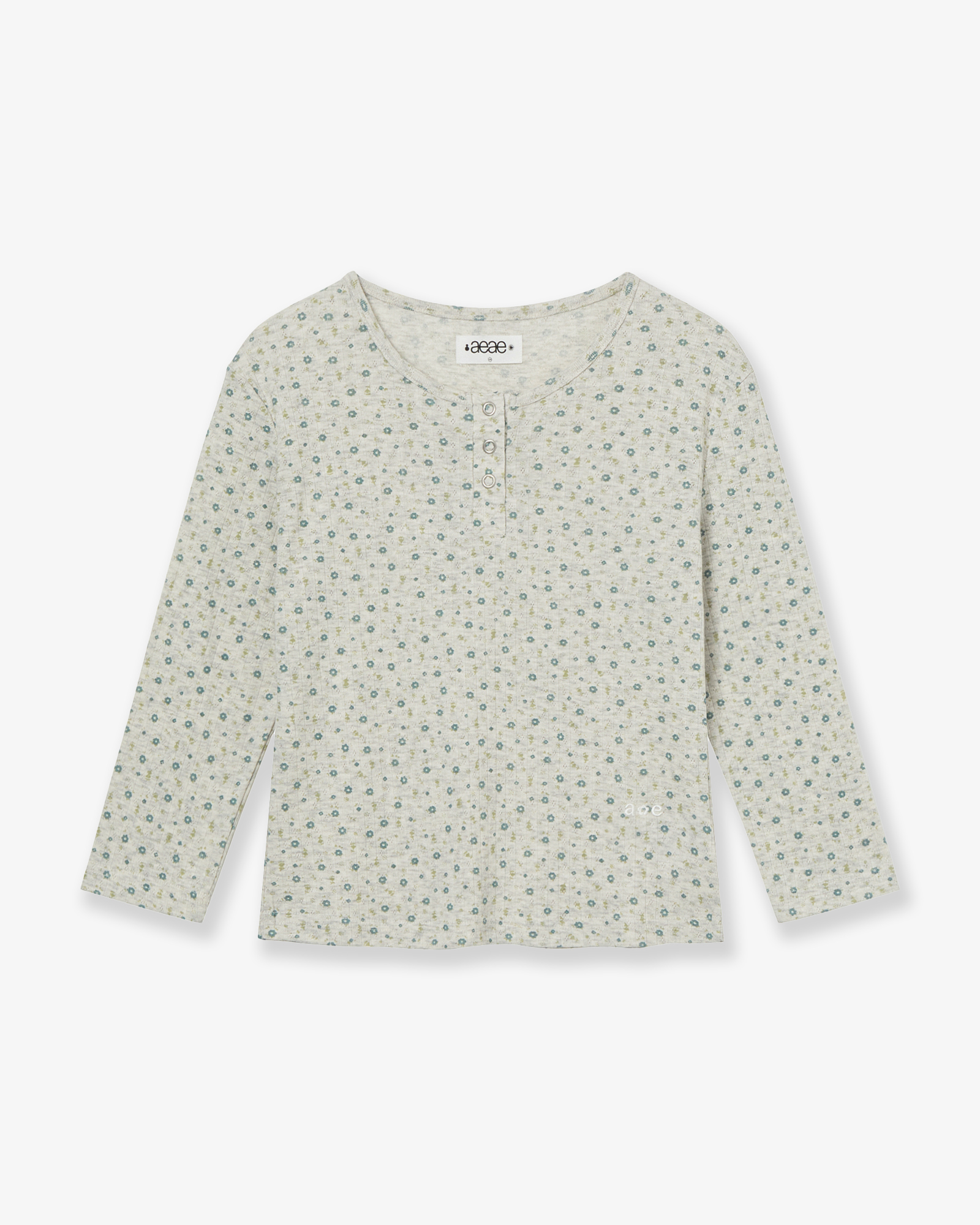 FLOWER HENLEY NECK TEE [OATMEAL]