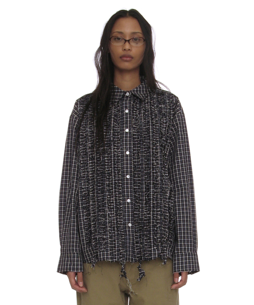Рубашка Cut-off с оборчатой отделкой Navy Check