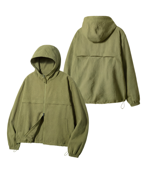 Ветровка из сирсакера в клетку, Green