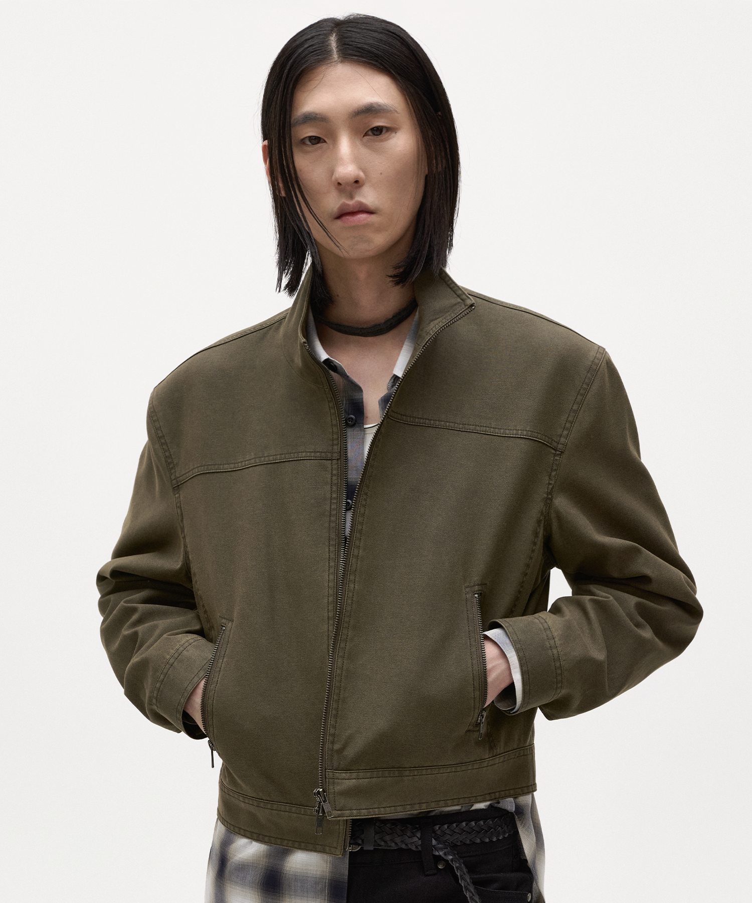 Phase Tencel Trucker Jacket Khaki