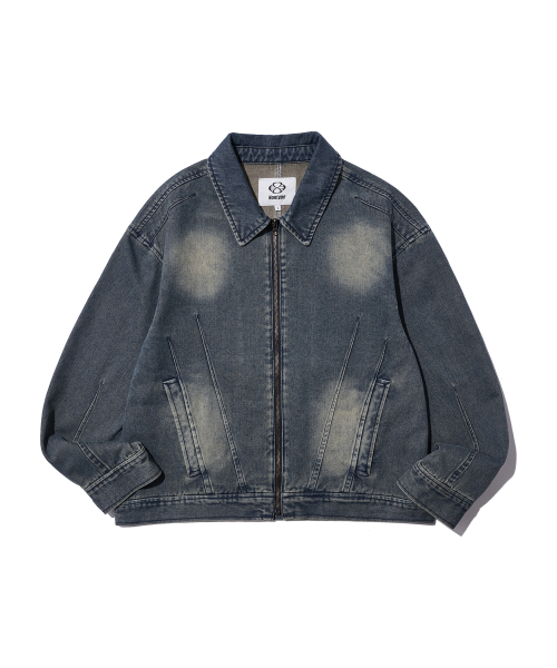 WASHED DENIM BLOUSON (INDIGO)