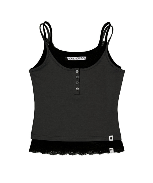 Lace Layered Cami Set (CHACOAL)