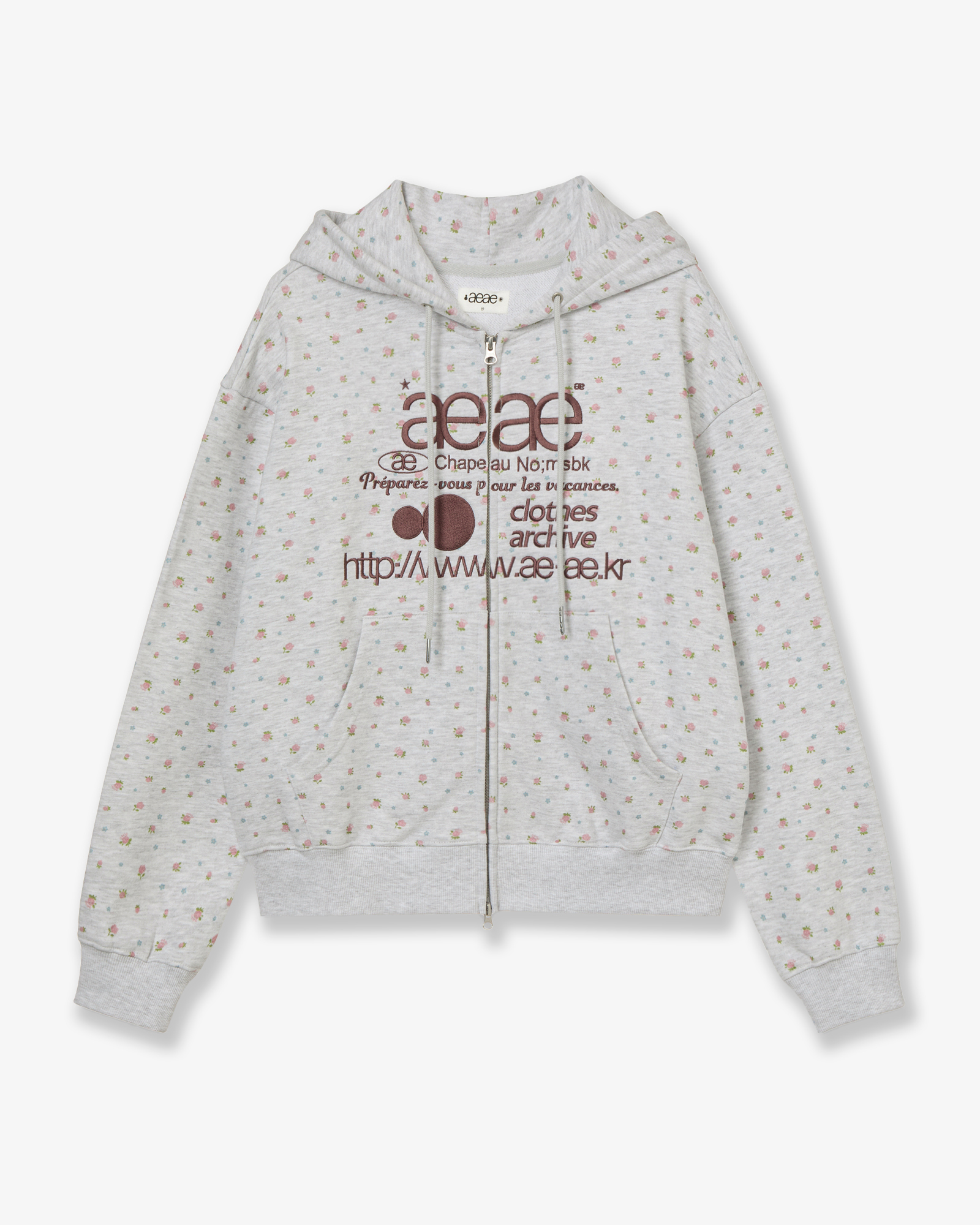 WEB LOGO FLOWER HOOD ZIP UP [PINK]