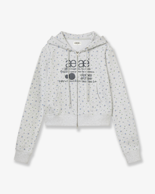 에이이에이이(AEAE) WEB LOGO FLOWER CROP HOOD ZIP UP [BLUE