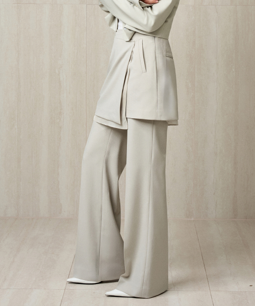 TAILORED SKIRTED TROUSERS BASIL CREAM