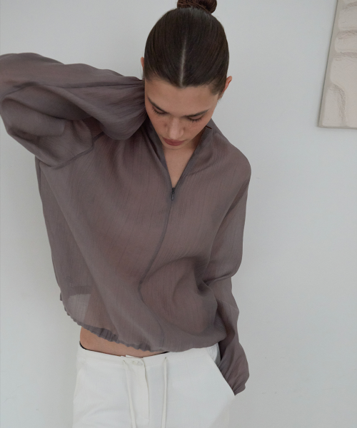 Полупрозрачный зип-худи Mauve Grey