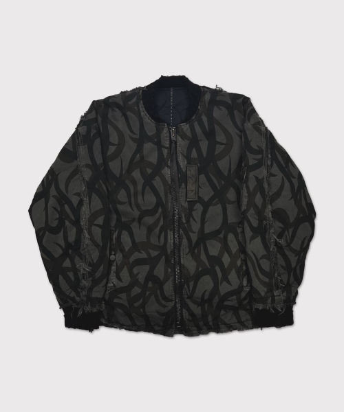 Slash Seam Tribal Camouflage Flight Jacket 20Yeas BK - BLACK LINING