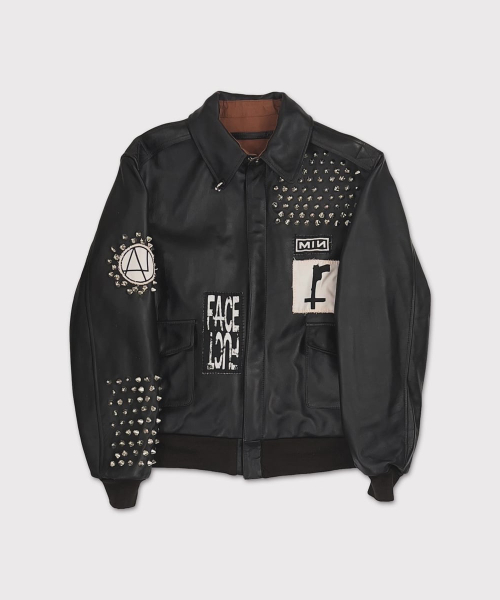 Bootleg Flight Leather Jacket - BLACK