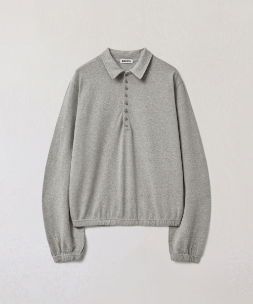 Long Placket Polo Tee - Grey