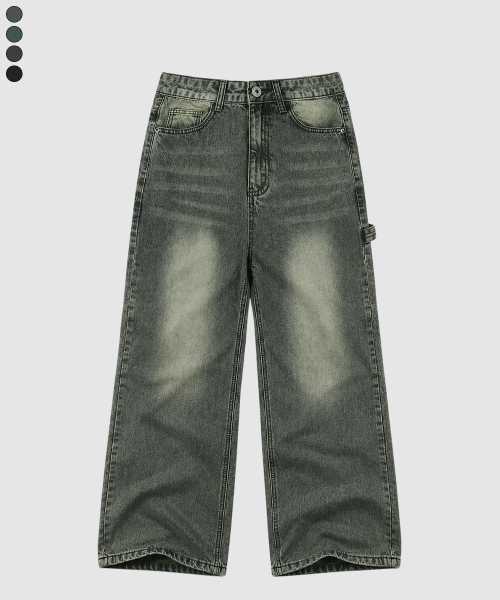 Logic balloon wide-washed denim pants 4 Color
