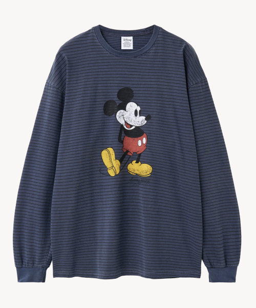 Лонгслив в полоску с пигментной варкой _Mickey_ (BLUE)
