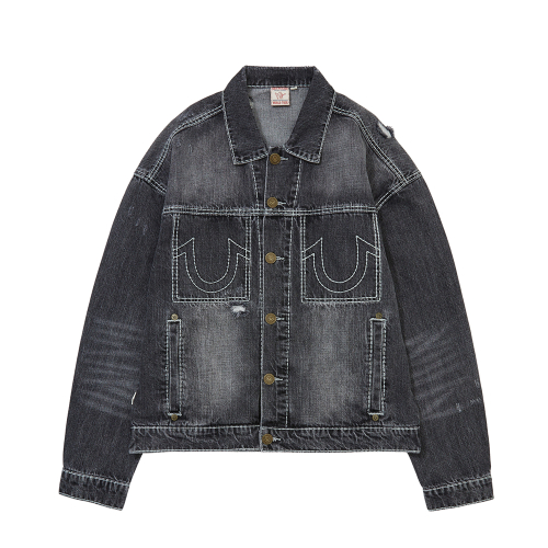 SURVIVAL DAMAGED DENIM TRUCKER WASHED GREY