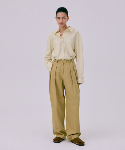 26 Zigzag Wide Pants Beige