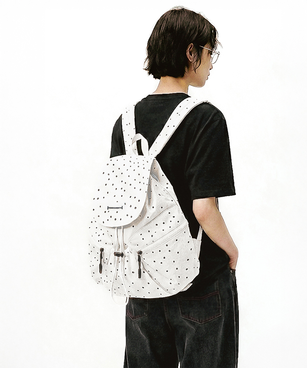 Twinkle Dot Flap Backpack Cream