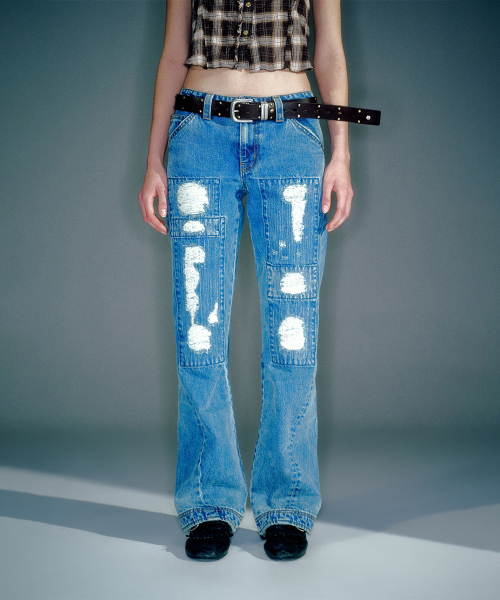 PITA STRAIGHT DAMAGED DENIM BLUE